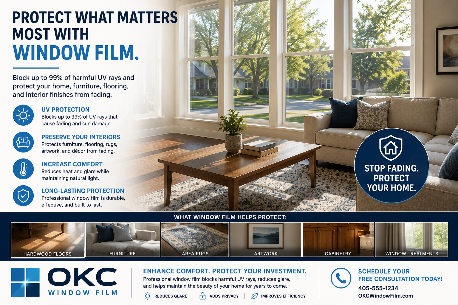 How Window Film Protects Your Furniture, Flooring, and Interior Finishes in Oklahoma City