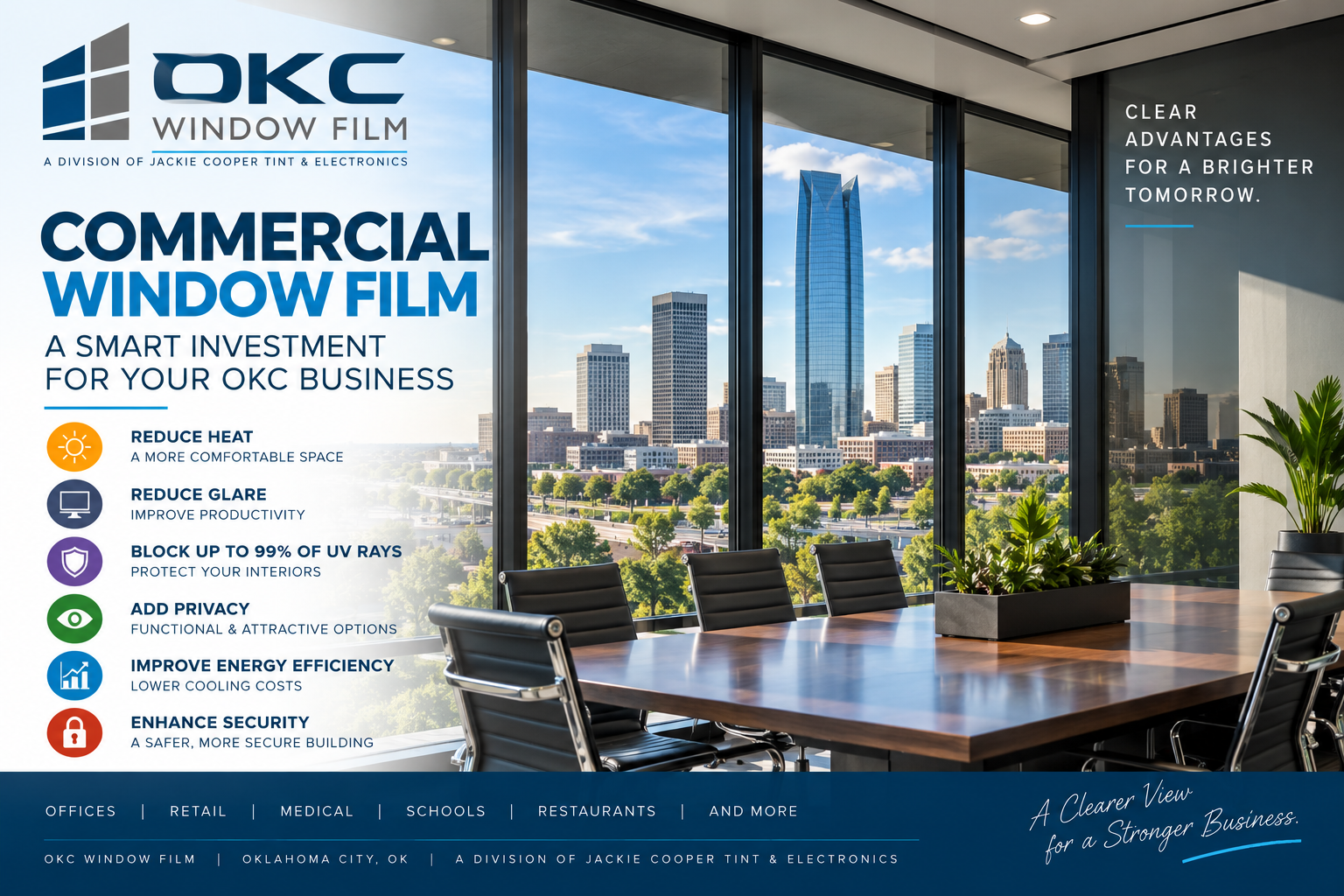 Commercial Window Film in Oklahoma City: 7 Benefits for Offices, Storefronts & Businesses